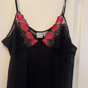 Gillian & O’Malley Black and Pink Lace Camisole Lingerie Size 2x